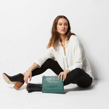Load image into Gallery viewer, FAKE IT - teal croc emboss
