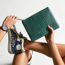 Load image into Gallery viewer, FAKE IT - teal croc emboss