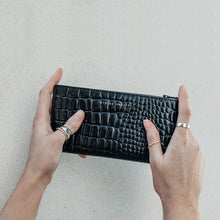 Load image into Gallery viewer, IN THE BEGINNING - black croc emboss